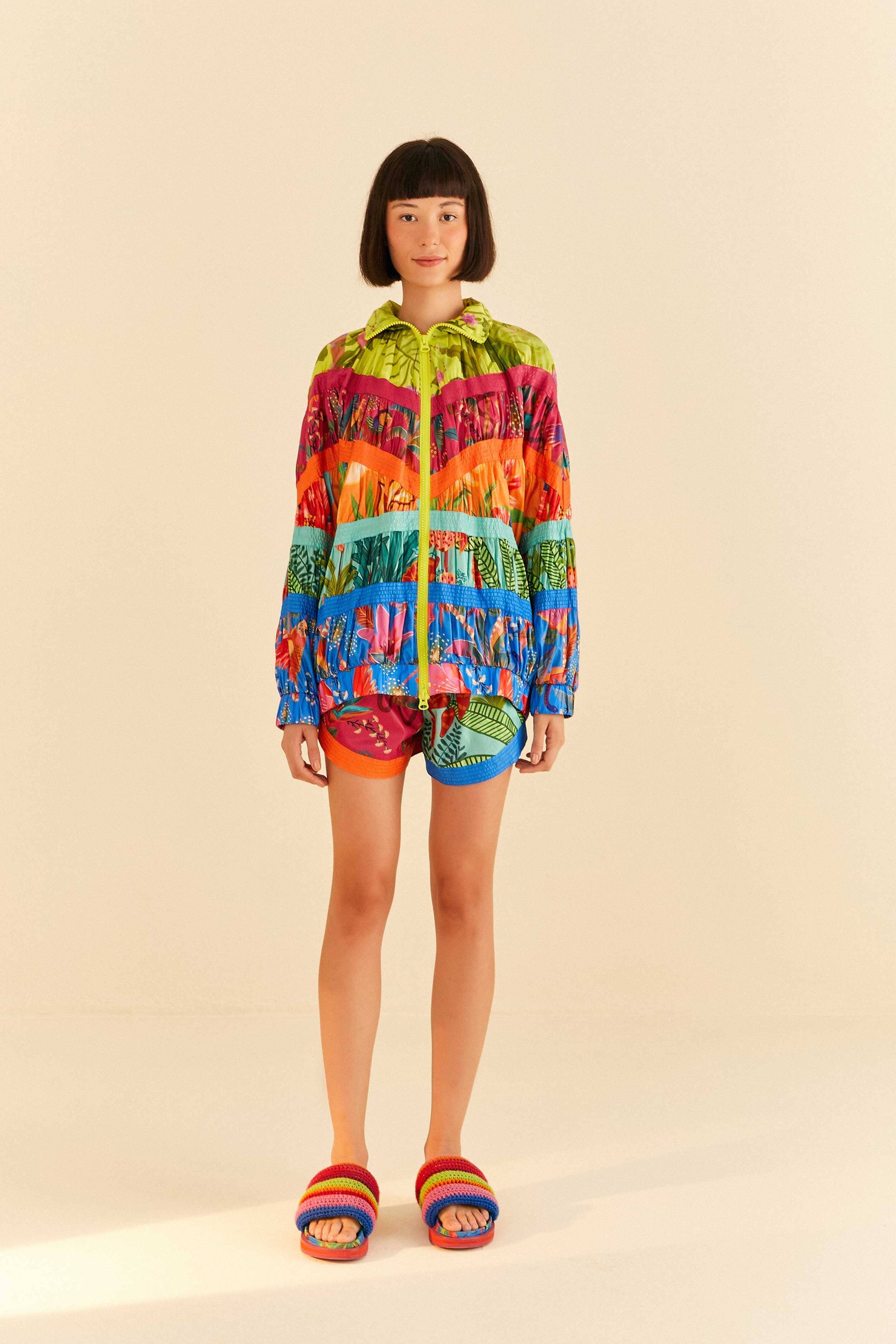 Farm Rio Mixed Prints Nylon Shorts