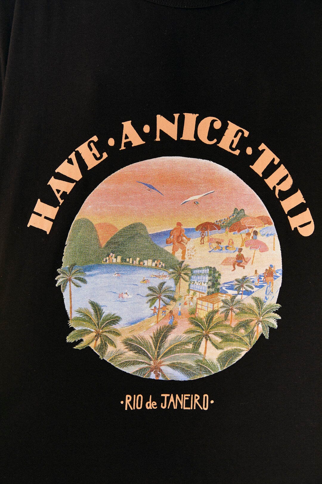 Farm Rio Black Have A Nice Trip Organic Cotton Jumpsuit