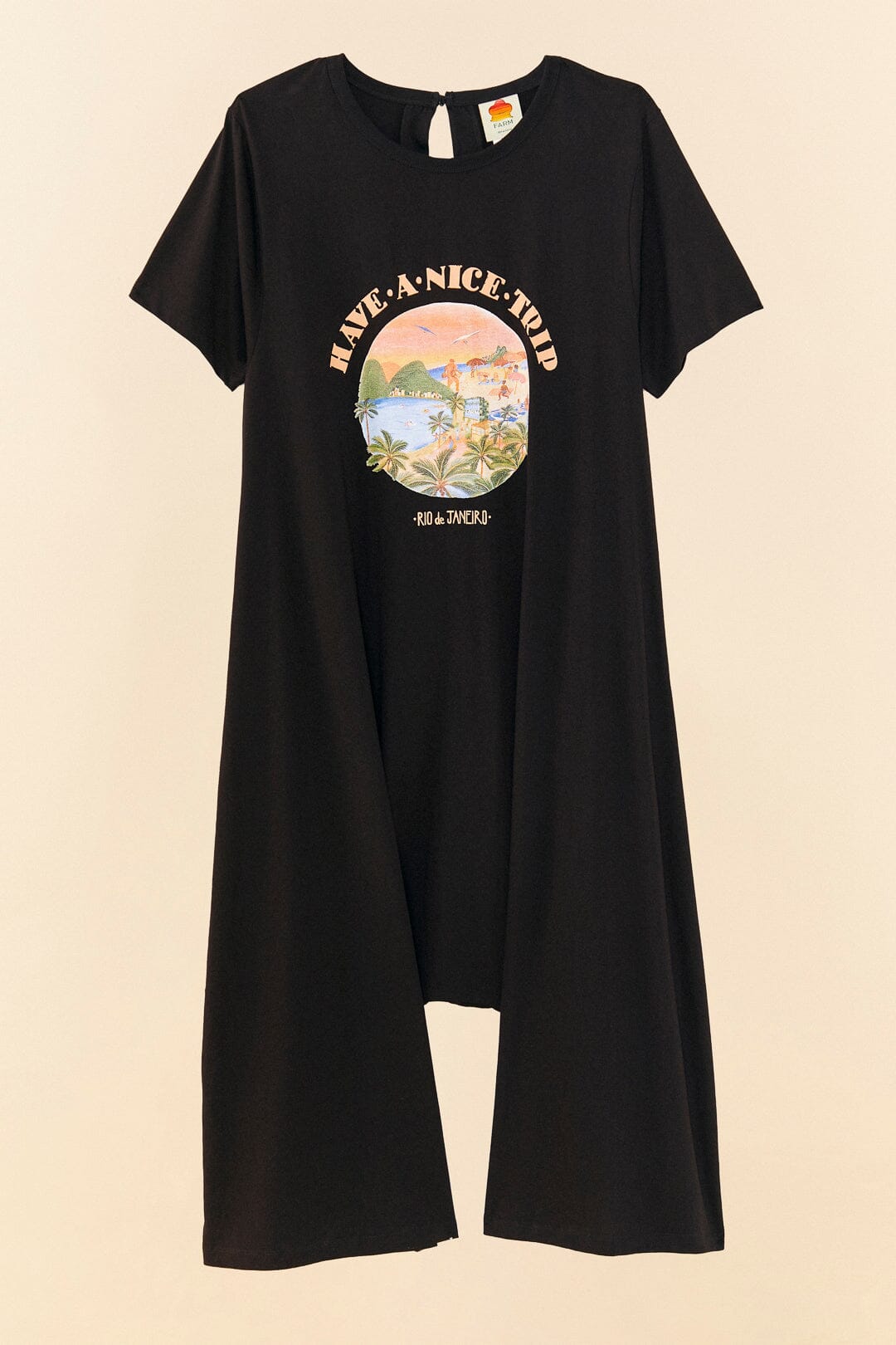 Farm Rio Black Have A Nice Trip Organic Cotton Jumpsuit