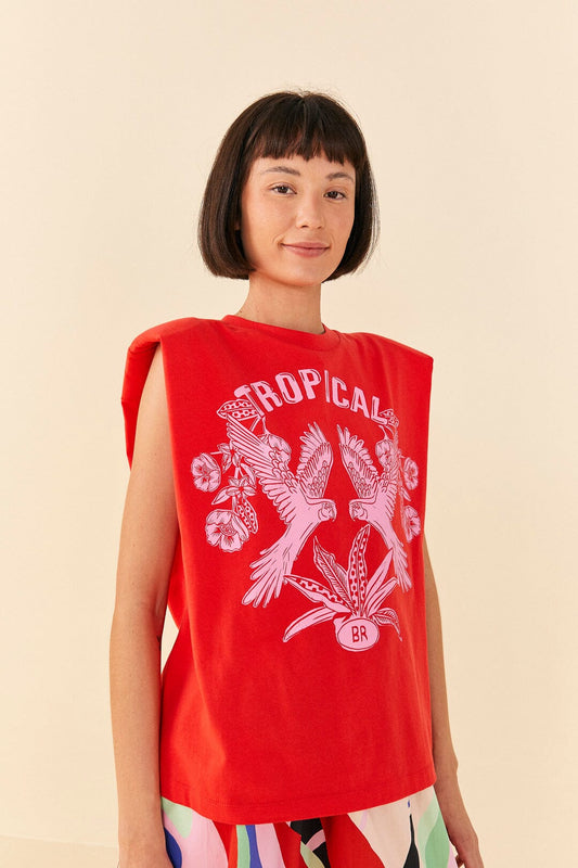 Farm Rio Red Tropical Organic Cotton T-Shirt