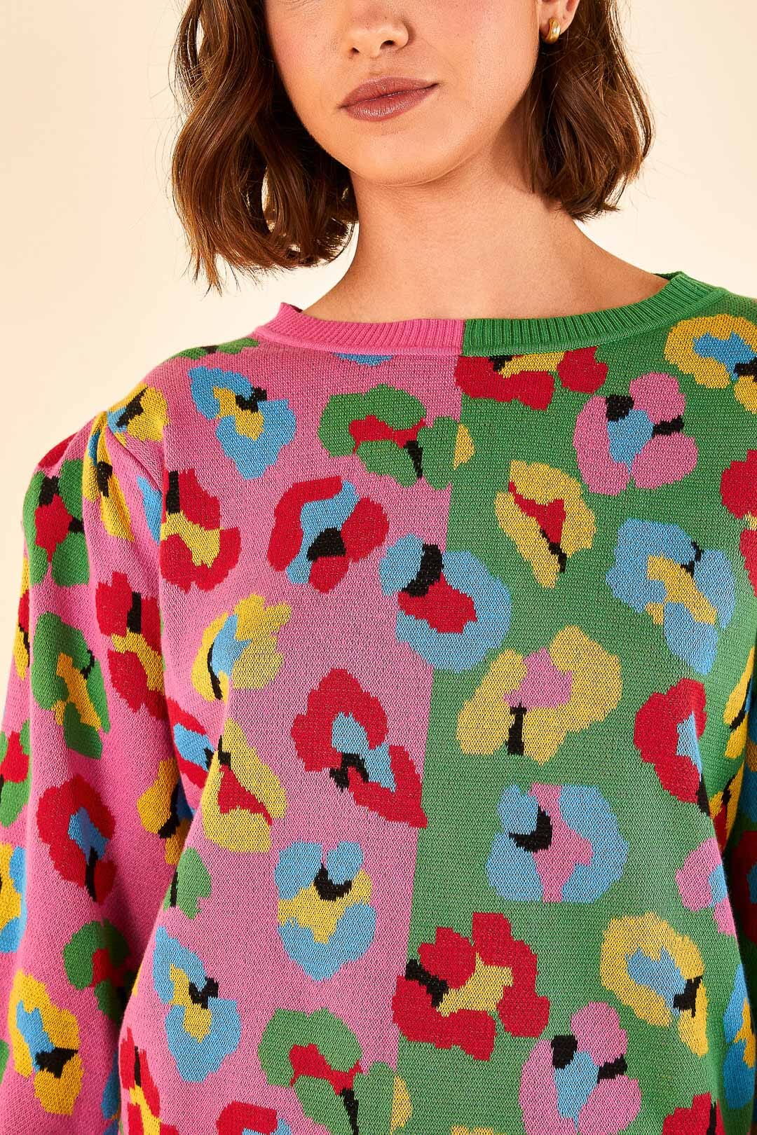 Farm Rio Mixed Fun Leopards Sweater