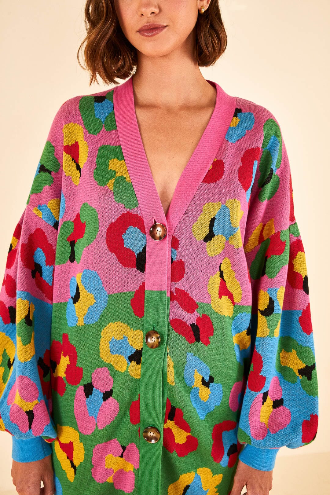 Farm Rio Mixed Fun Leopards Cardigan