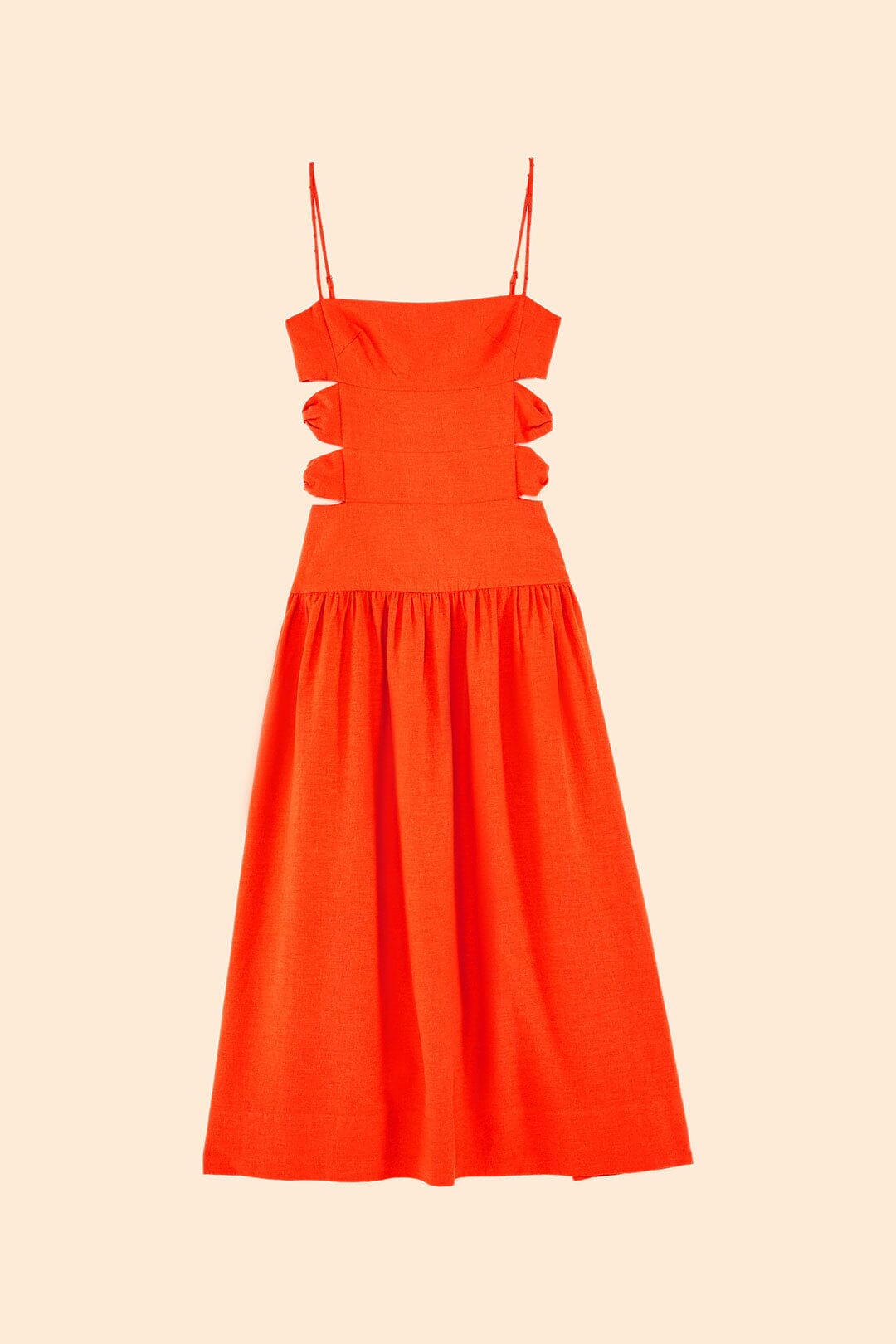 Farm Rio Orange Cut Out Midi Dress