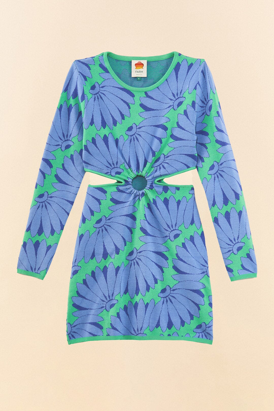 Farm Rio Green Copacabana Mini Knit Dress