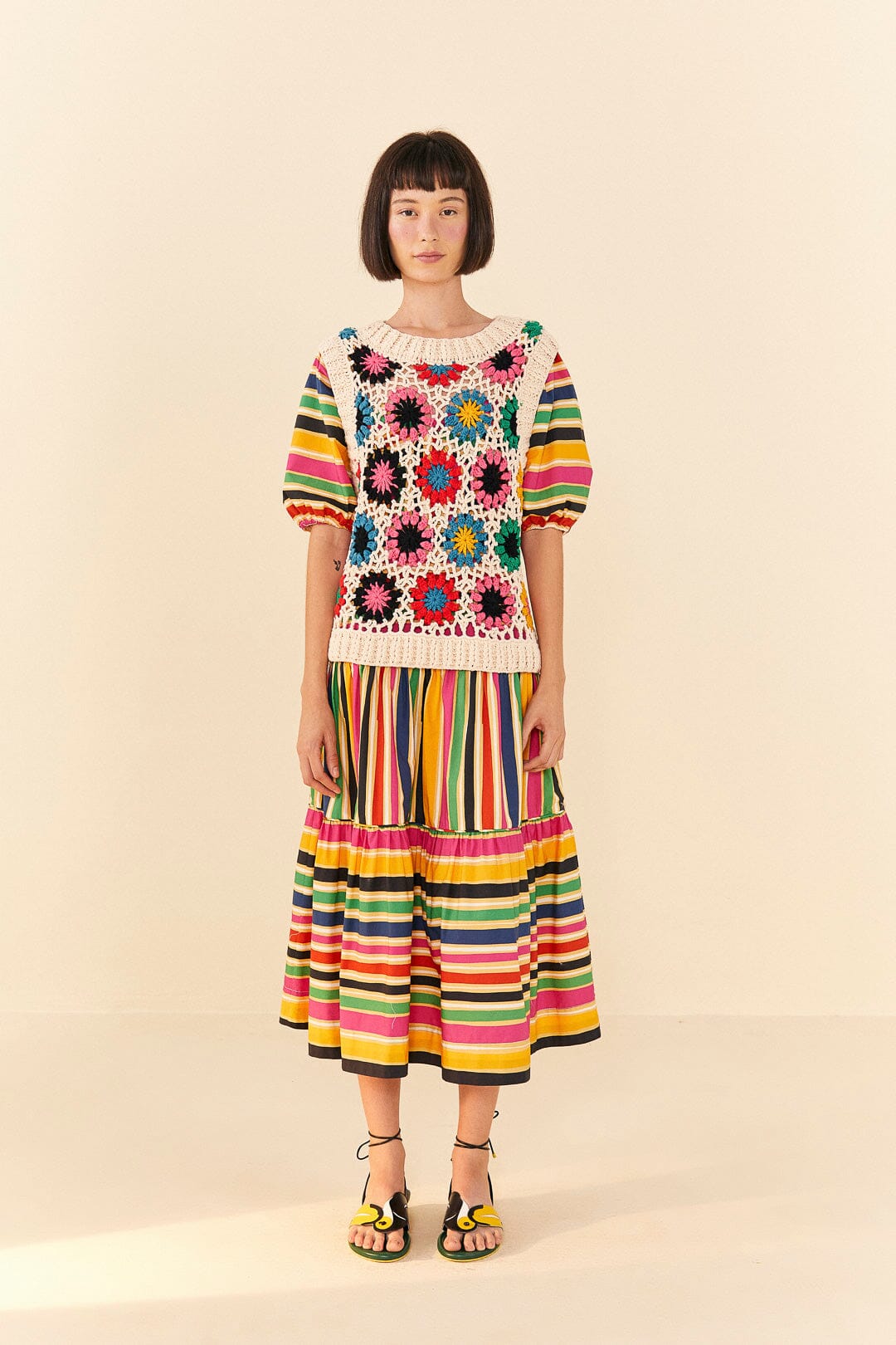 Farm Rio Multi Circles Crochet Vest
