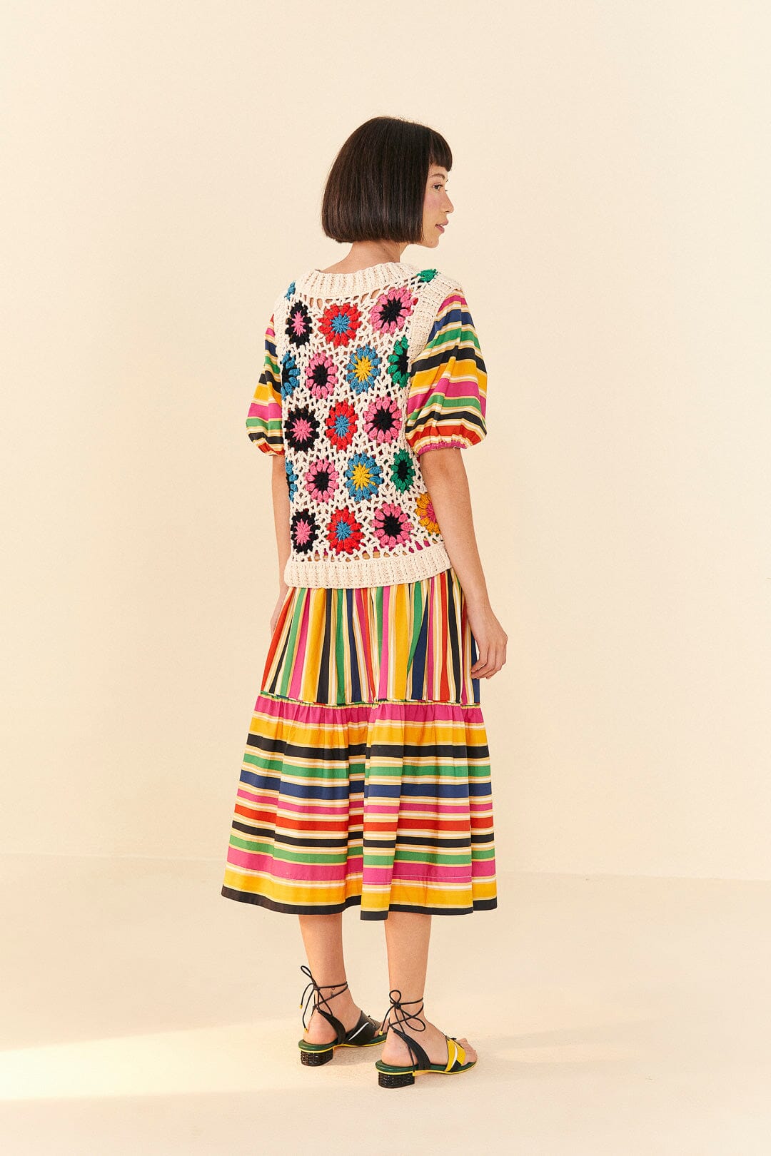 Farm Rio Multi Circles Crochet Vest