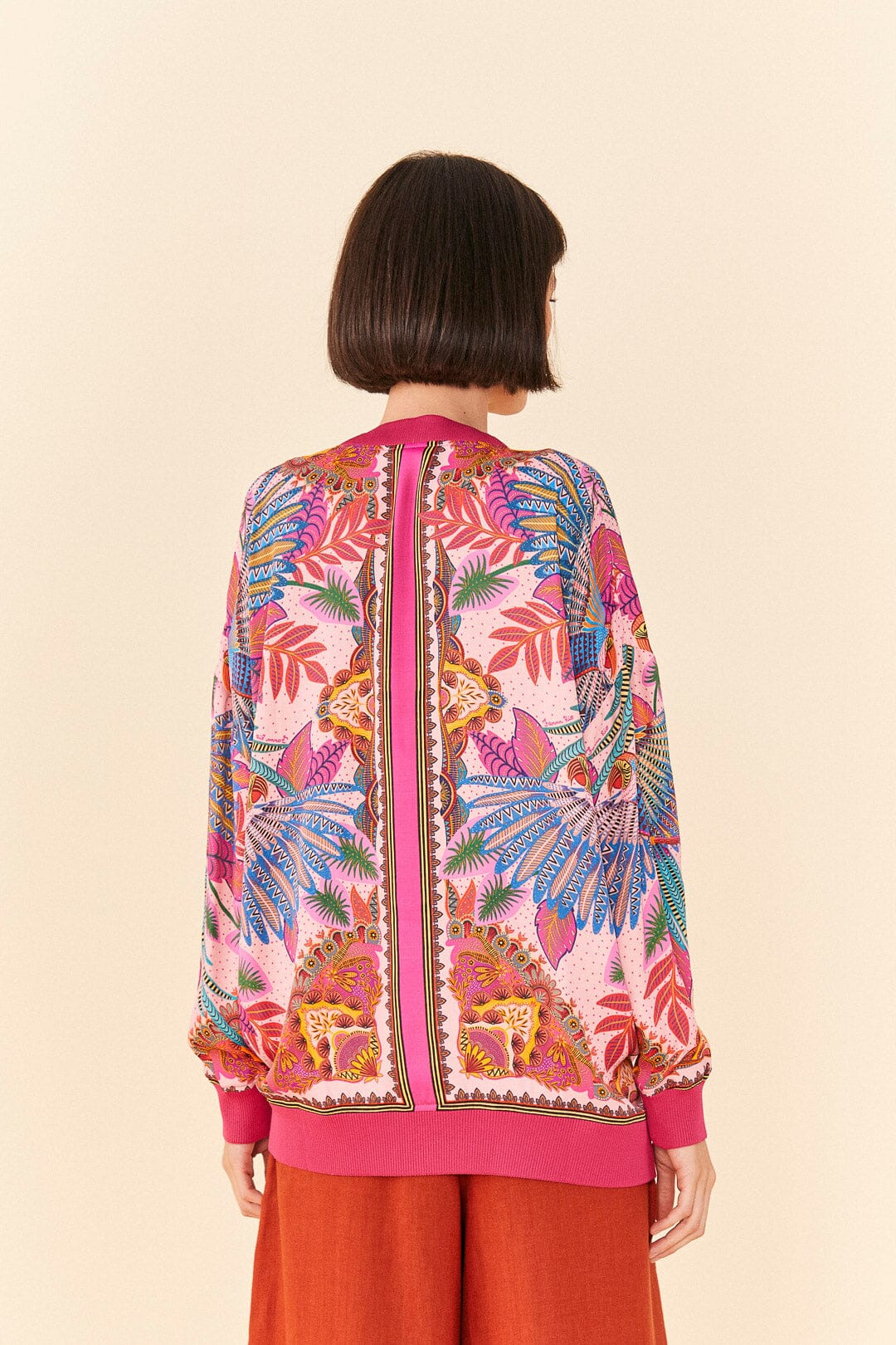 Farm Rio Pink Macaw Scarf Lenzing™ Ecovero™ Viscose Cardigan