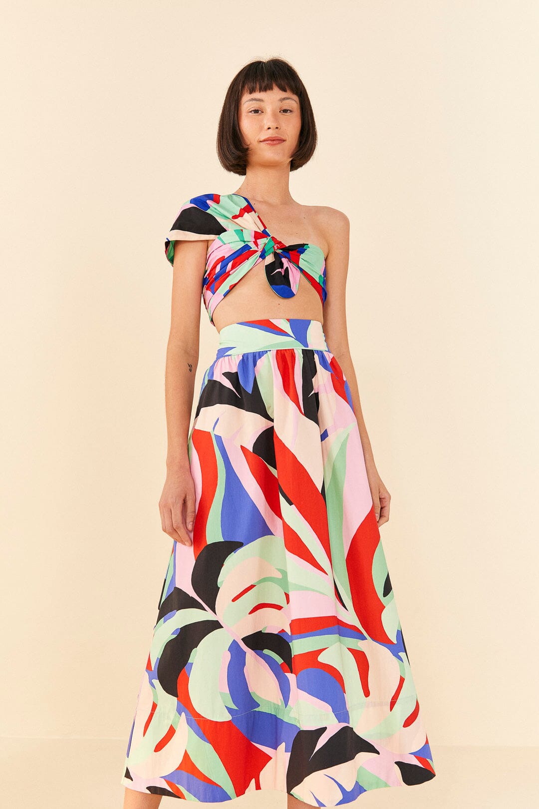 Farm Rio Colorful Monstera Midi Skirt
