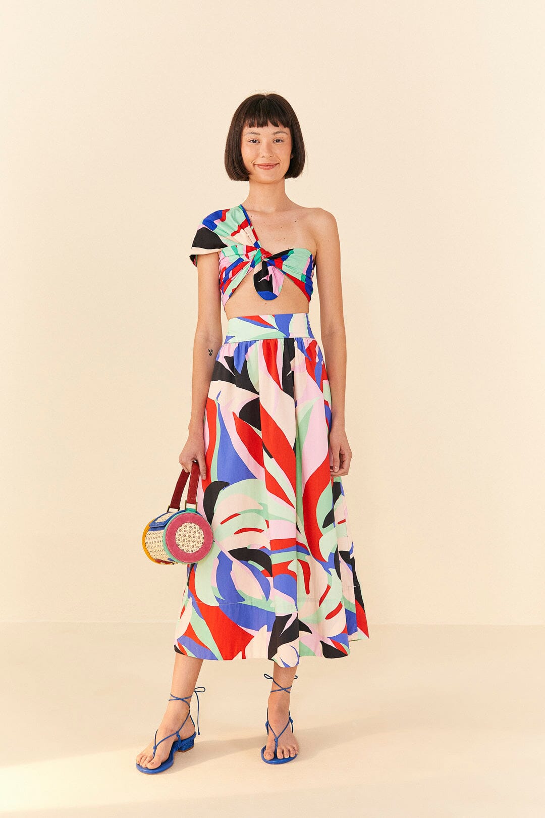 Farm Rio Colorful Monstera Midi Skirt
