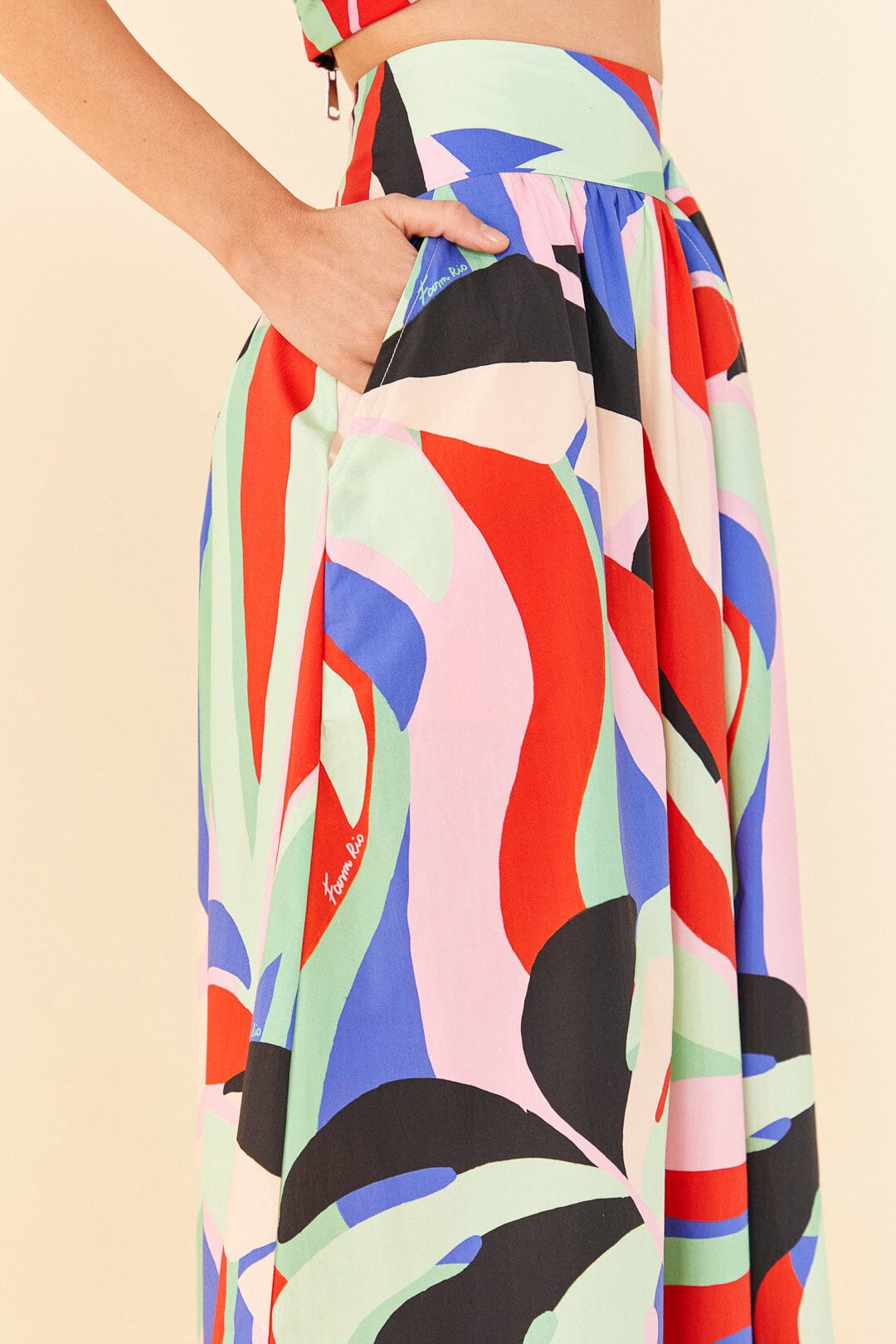 Farm Rio Colorful Monstera Midi Skirt