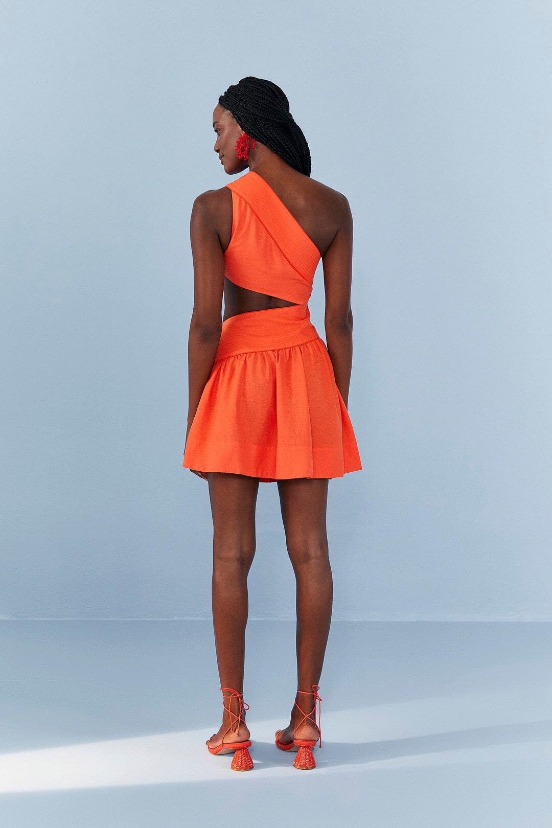 Farm Rio Orange One Shoulder Mini Dress