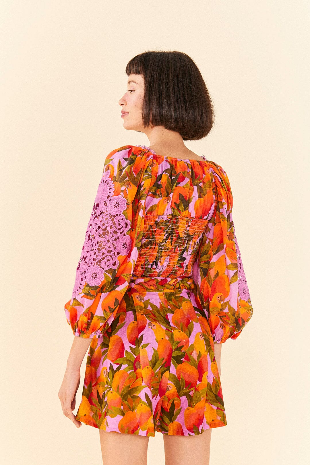 Farm Rio Lilac Mango Macaws Shorts