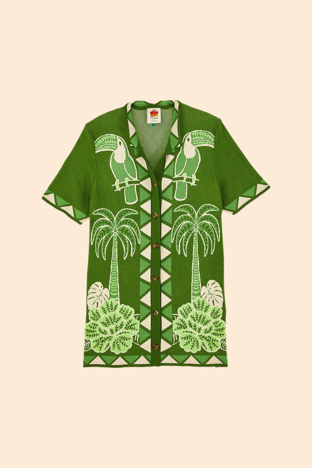 Farm Rio Green Summer Sunrise Lenzing™ Ecovero™ Viscose Knit Shirt