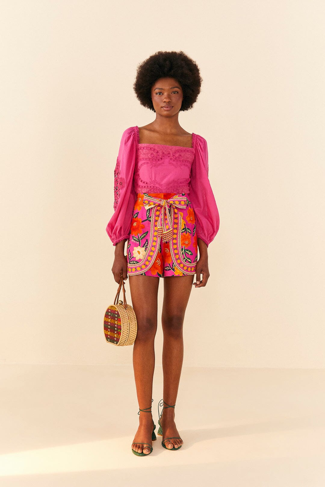 Farm Rio Pink Flower Tapestry Shorts