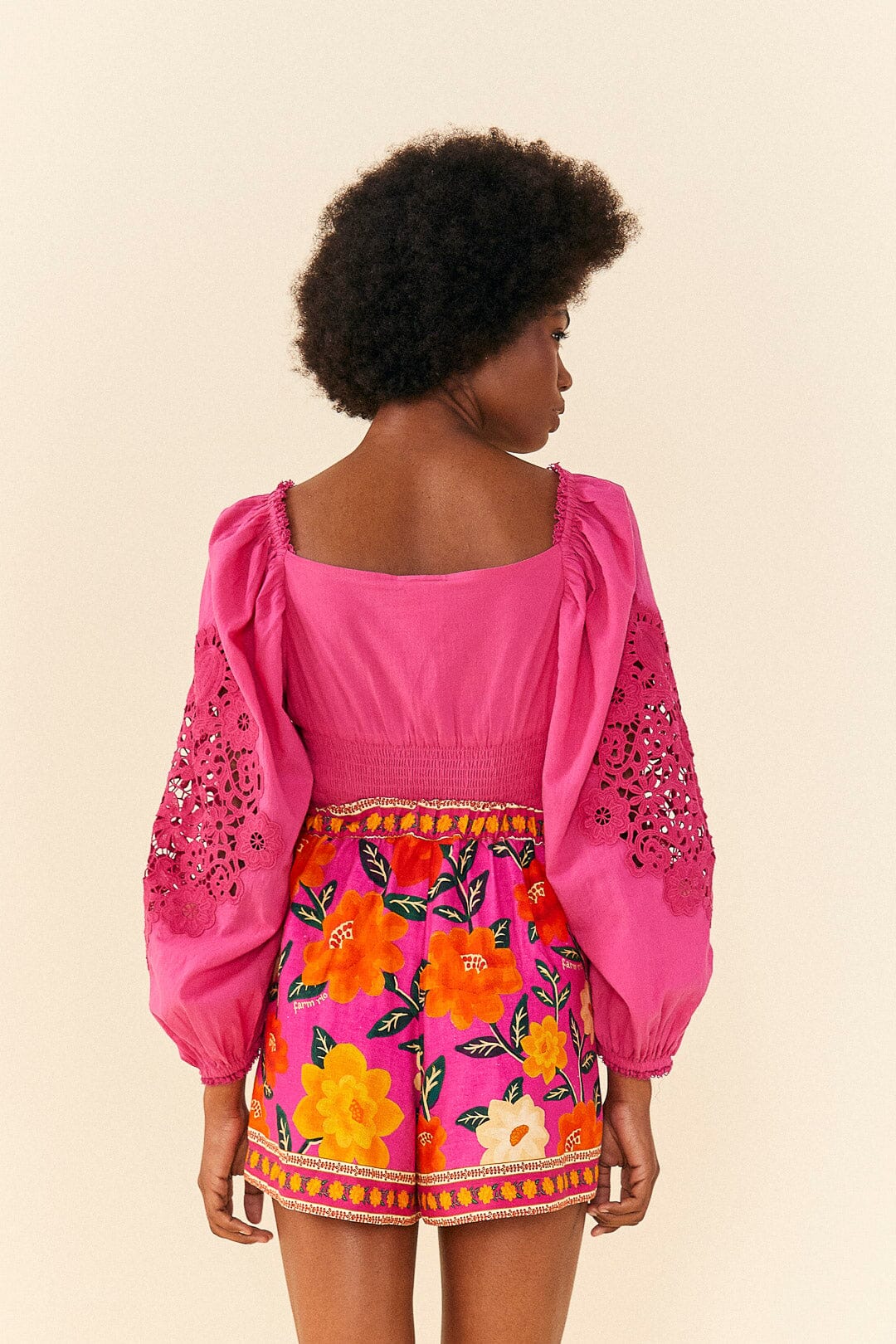 Farm Rio Pink Flower Tapestry Shorts