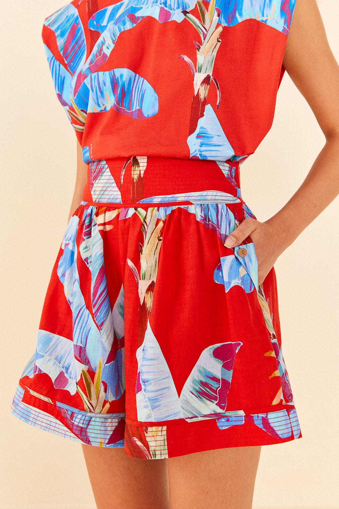 Farm Rio Red Sweet Jungle Organic Cotton Shorts