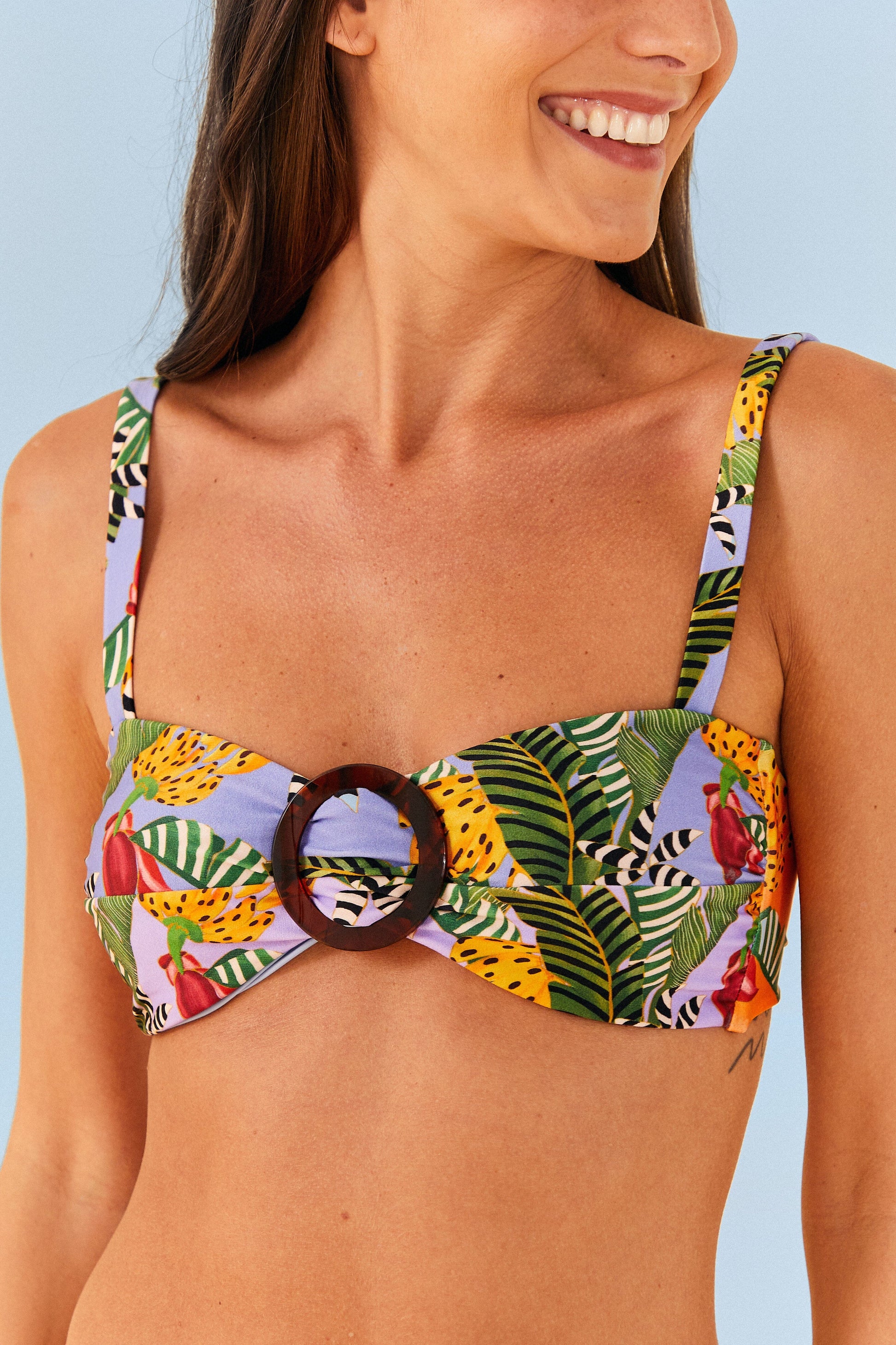 Farm Rio Striped Bananas Bikini Top