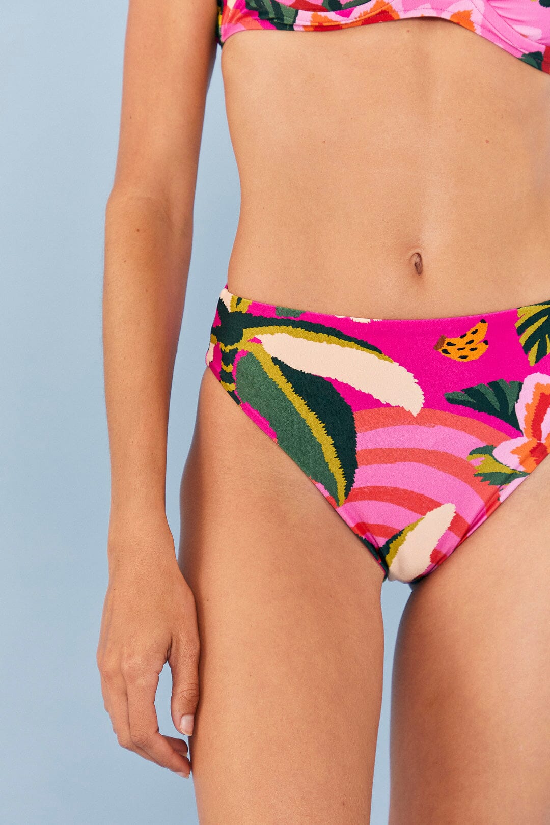 Farm Rio Pink Leopard Forest High Waisted Bikini Bottom