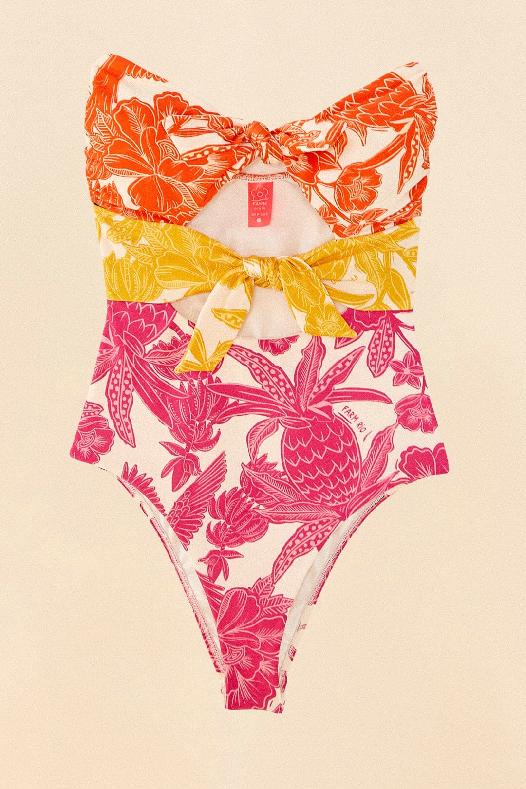 Farm Rio Tropical Woodcut One Piece Swimsuit