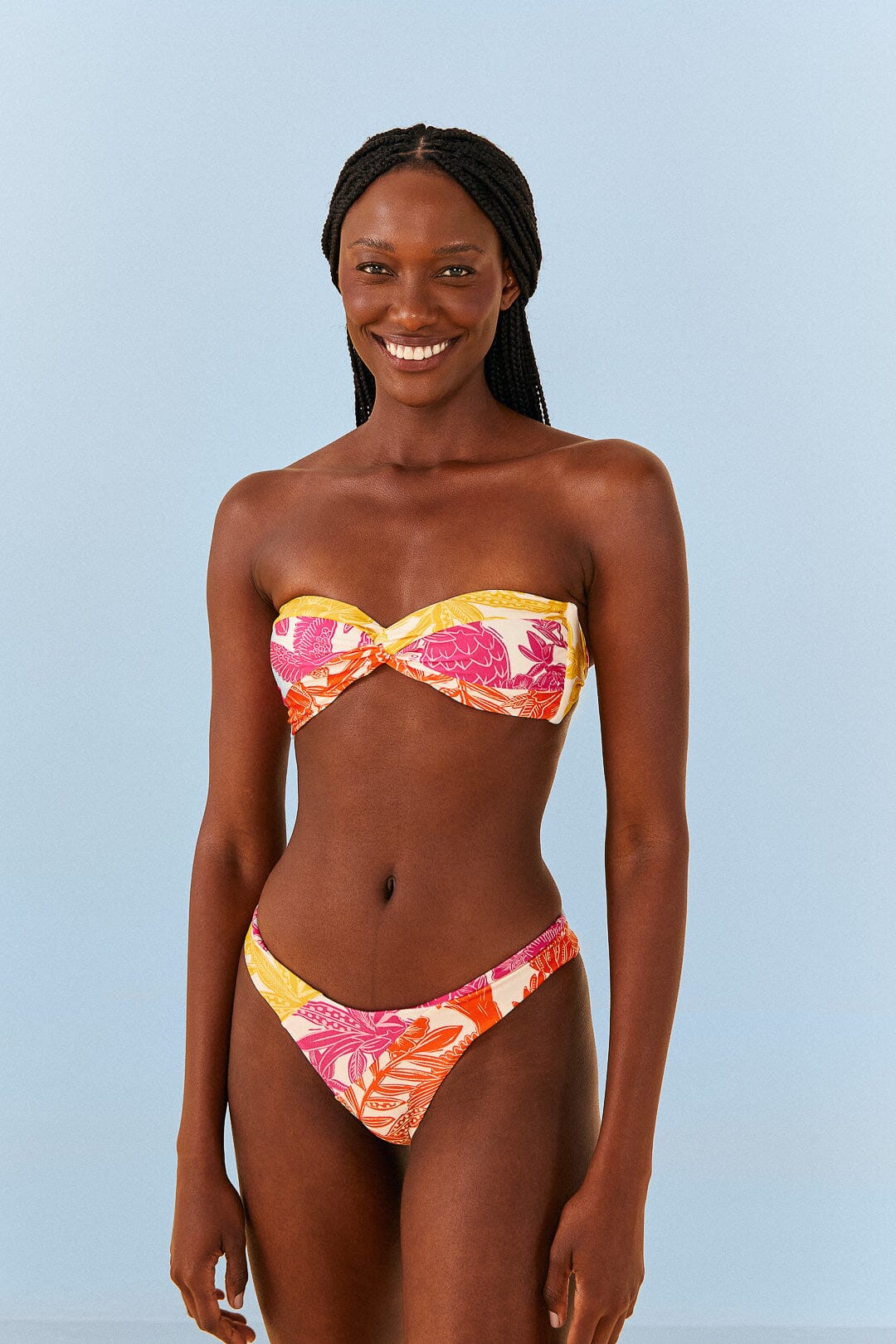 Farm Rio Tropical Woodcut Strapless Bikini Top