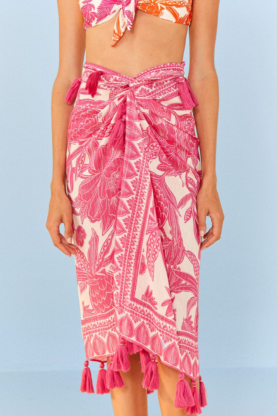Farm Rio Pink Tropical Woodcut Sarong