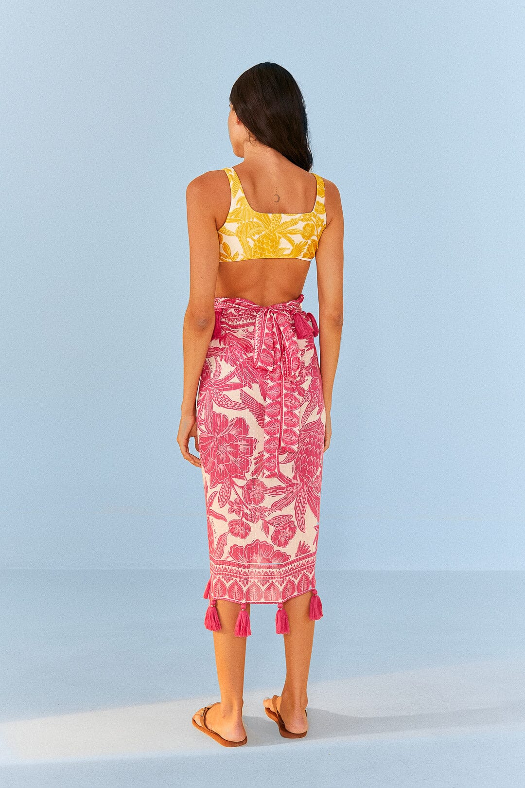 Farm Rio Pink Tropical Woodcut Sarong