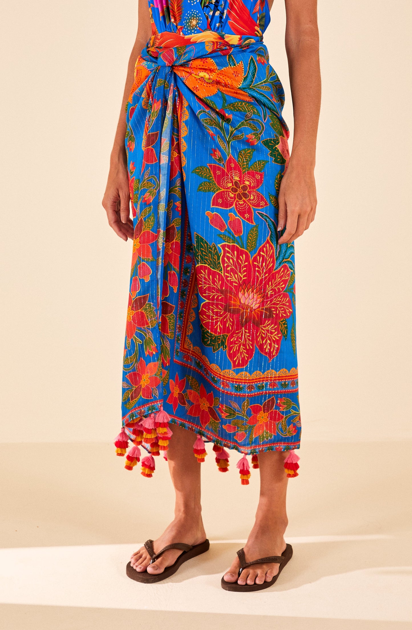 Farm Rio Blue Tropical Tapestry Sarong