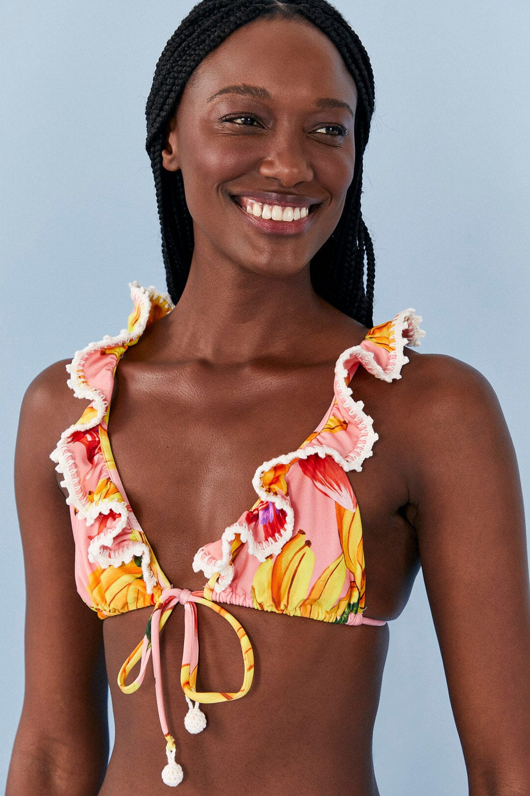 Farm Rio Pink Banana Taste Ruffle Bikini Top