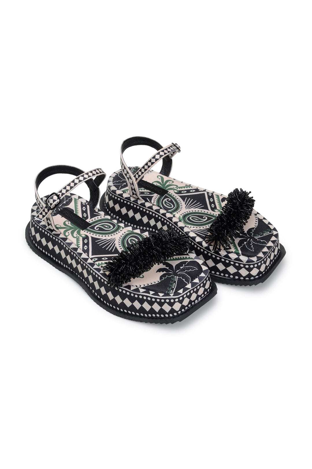 Farm Rio Black Shiny Platform Sandal