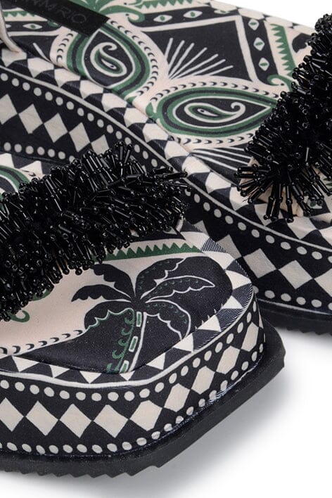 Farm Rio Black Shiny Platform Sandal