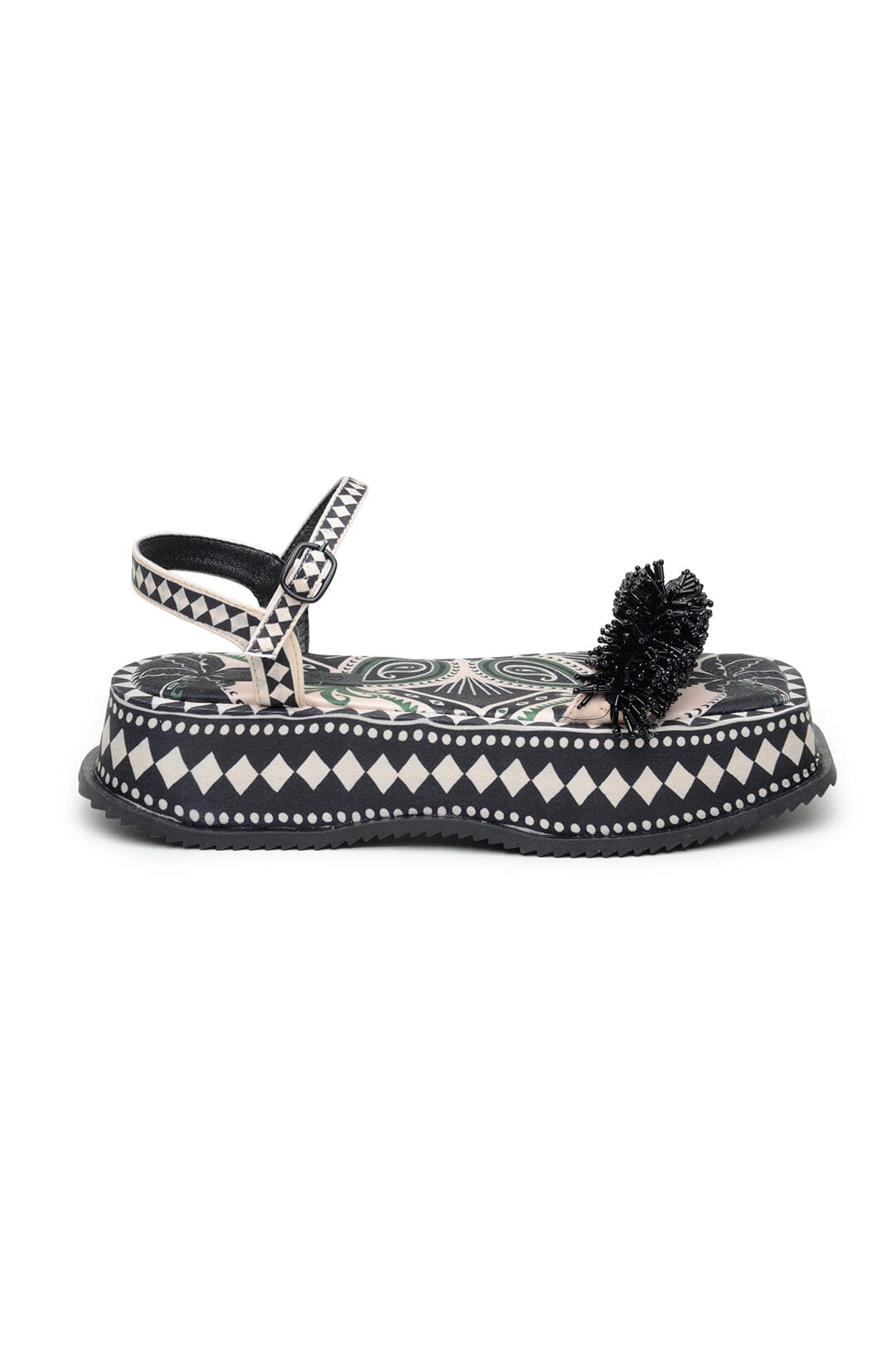 Farm Rio Black Shiny Platform Sandal
