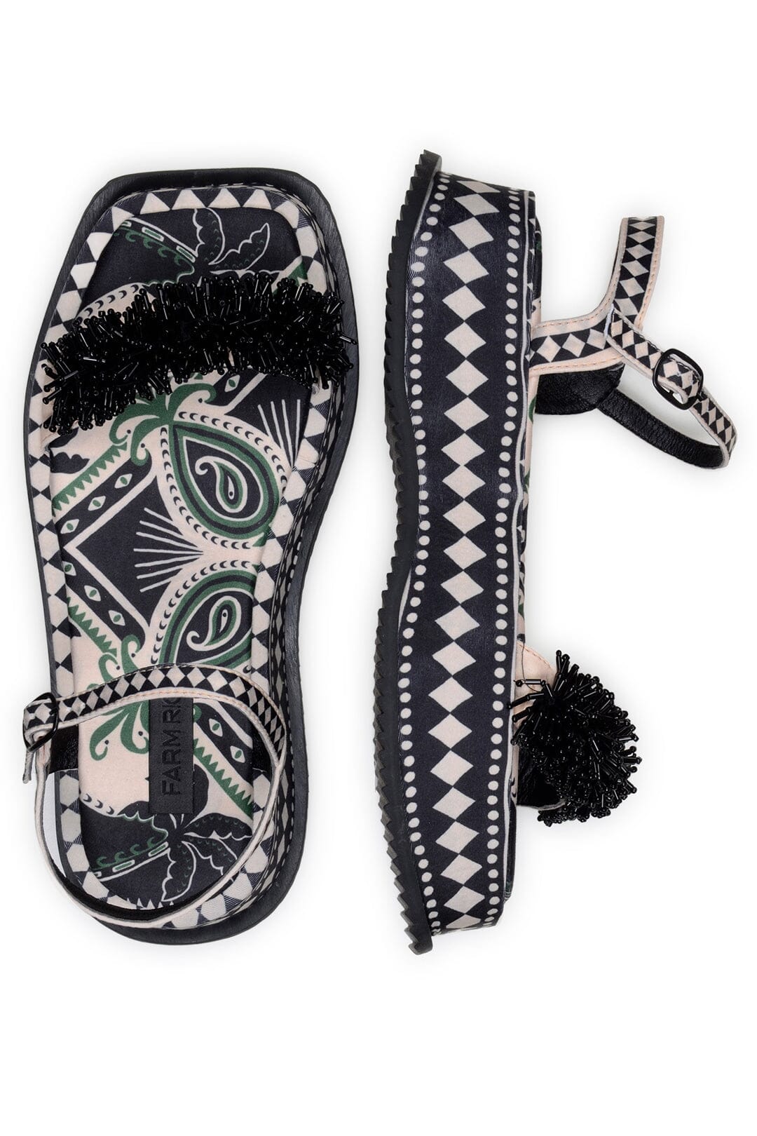 Farm Rio Black Shiny Platform Sandal