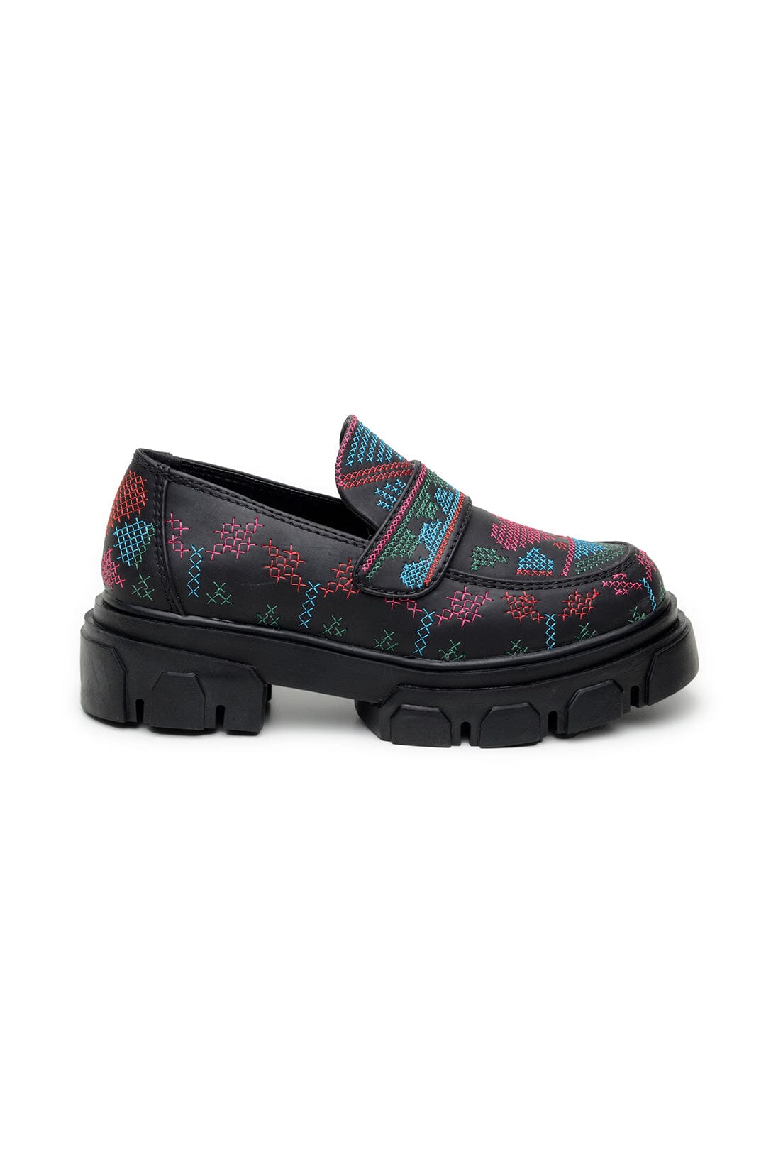 Farm Rio Black Artisanal Hearts Loafer