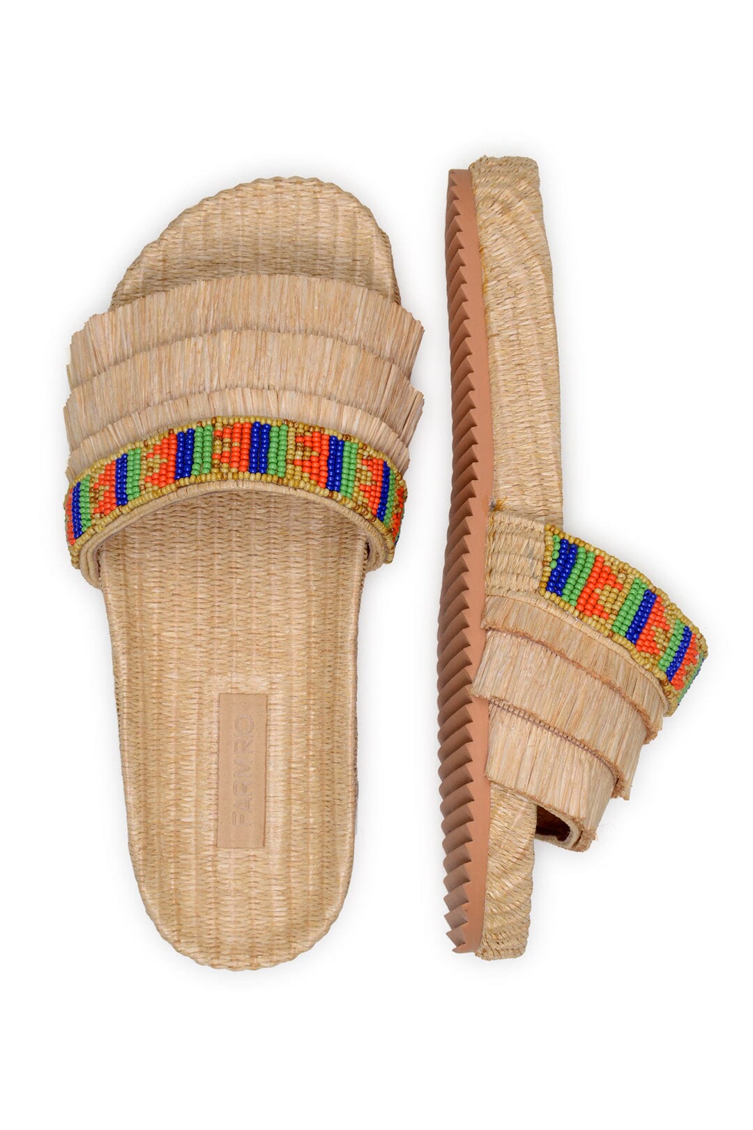 Farm Rio Caramel Beaded Fringe Sandal