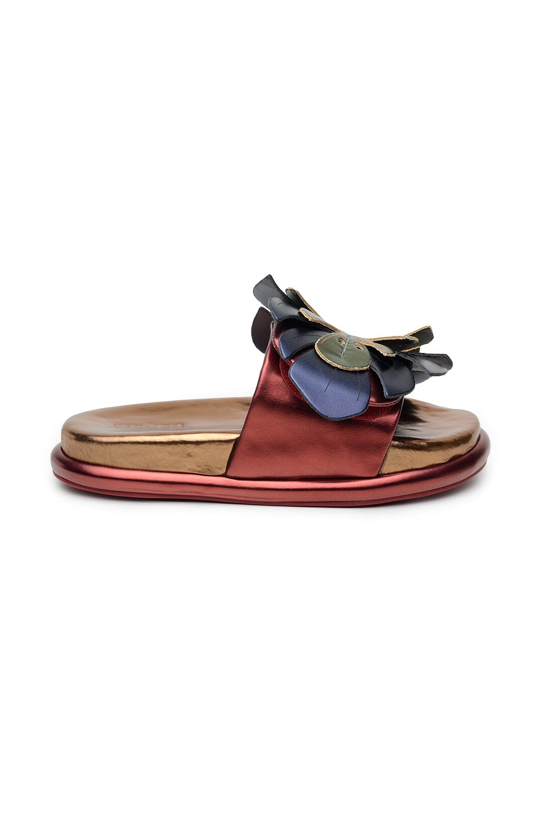 Farm Rio Bronze And Blue Monstera Anatomic Slide Sandal