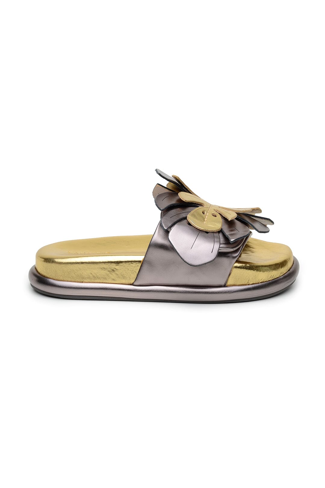 Farm Rio Golden Monstera Anatomic Slide Sandal