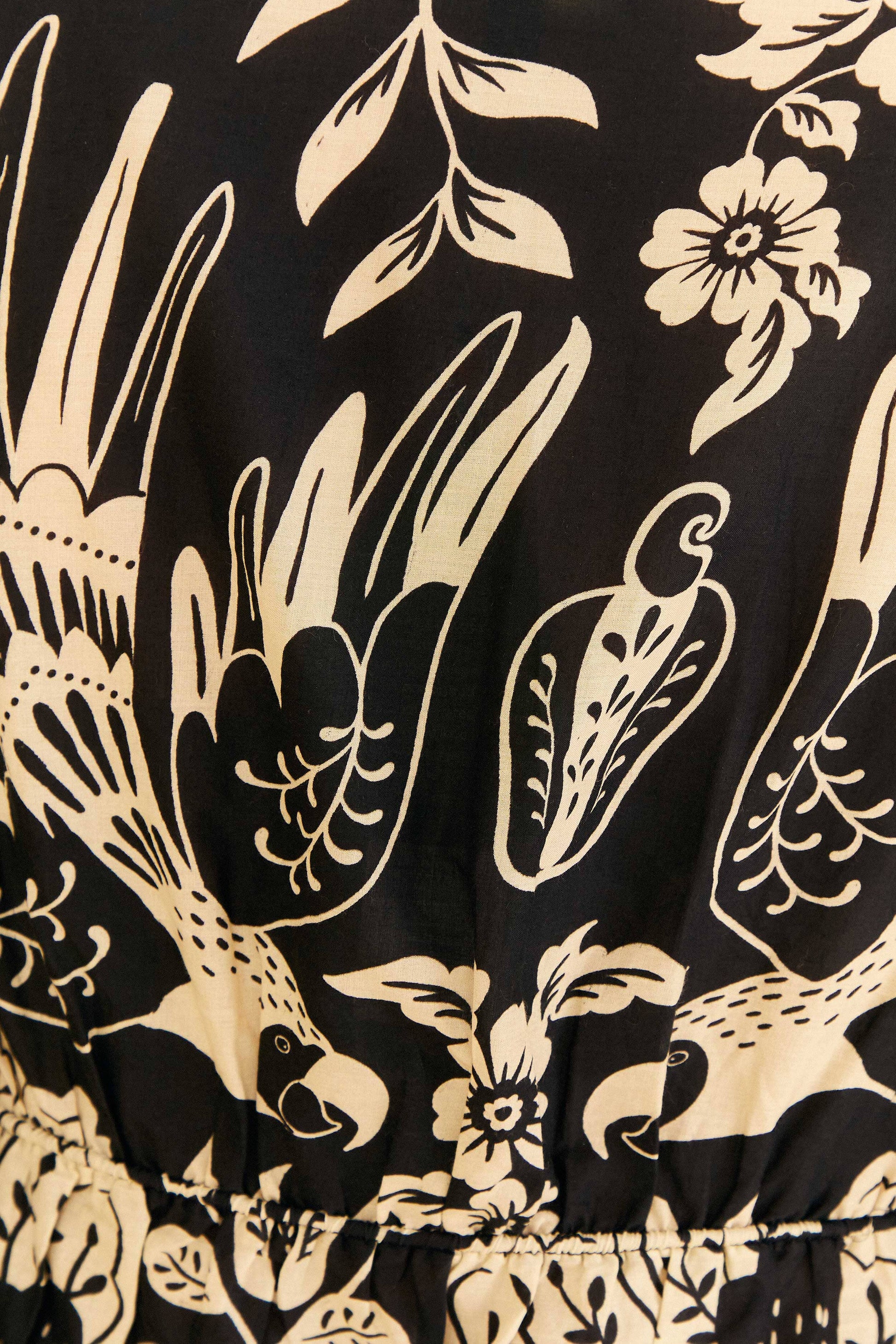 Farm Rio Black Graphic Floral Blouse