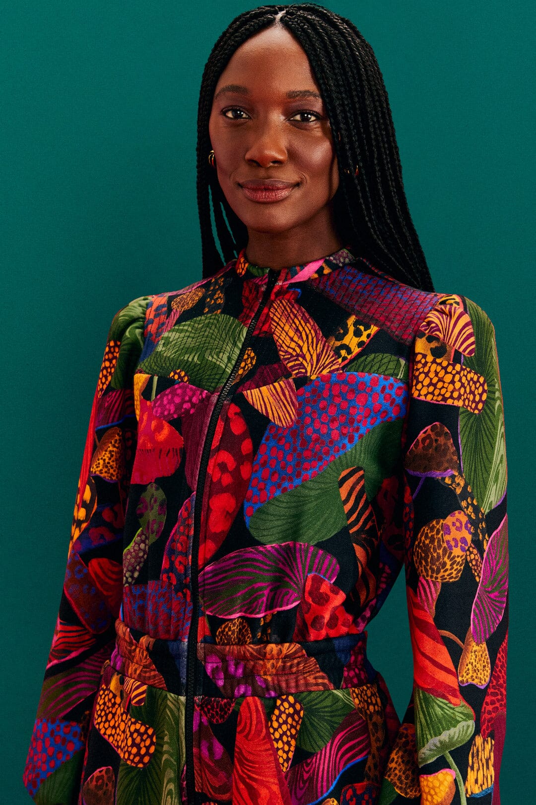 Farm Rio Leopard Mushroom French Terry Jumpsuit