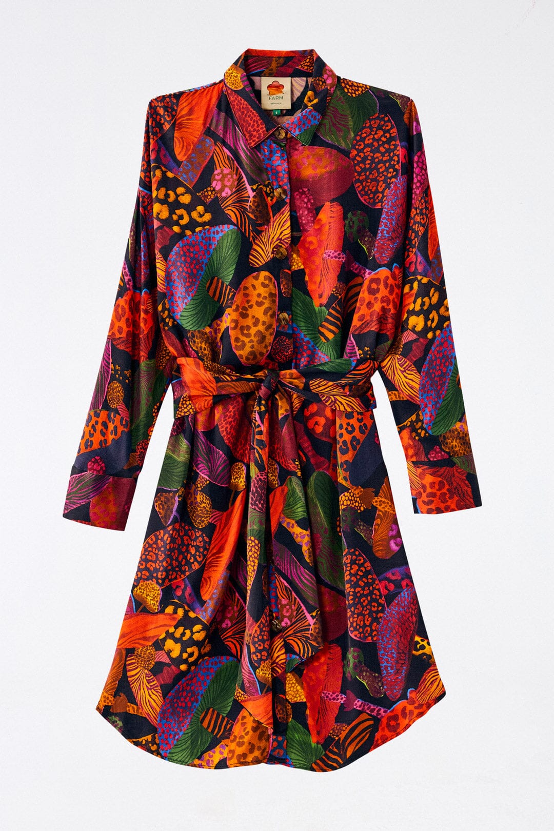 Farm Rio Leopard Mushroom Lenzing™ Ecovero™ Viscose Shirtdress