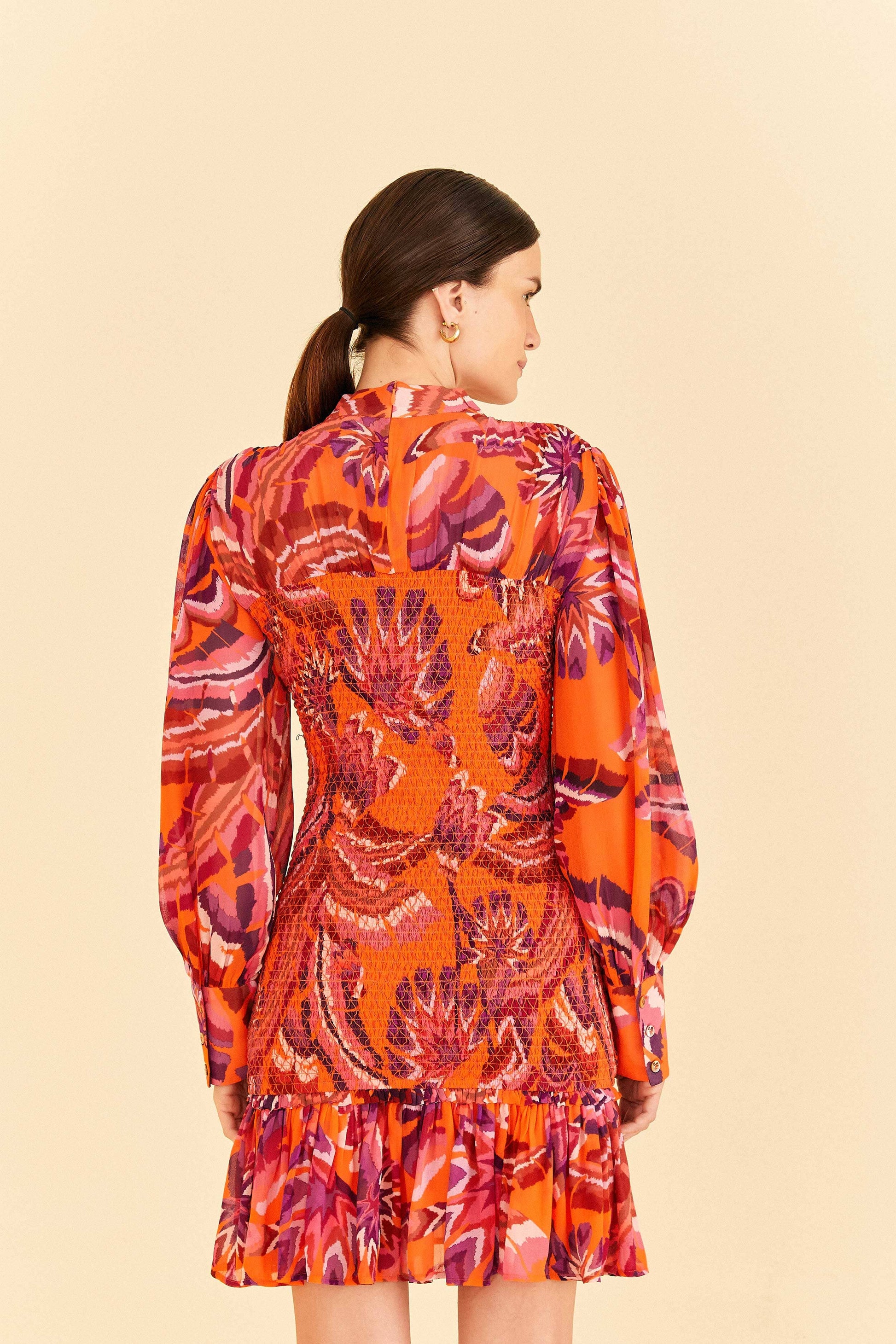Farm Rio Orange Chevron Forest Mini Dress