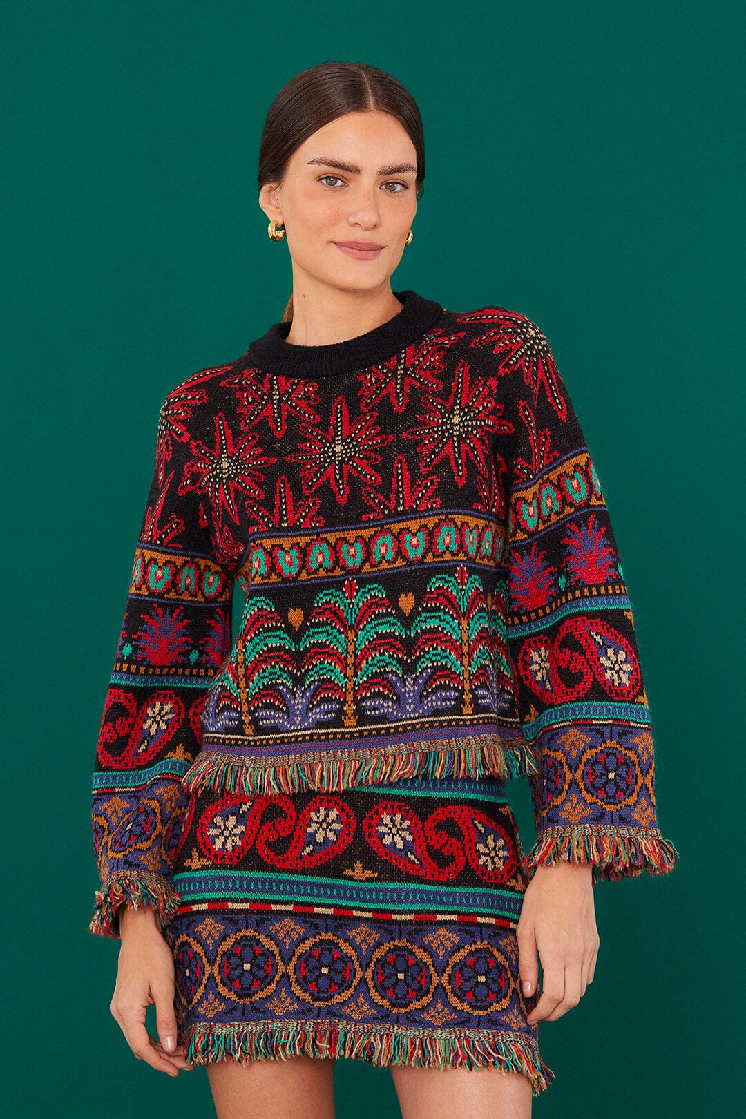 Farm Rio Black Night Sky Sweater
