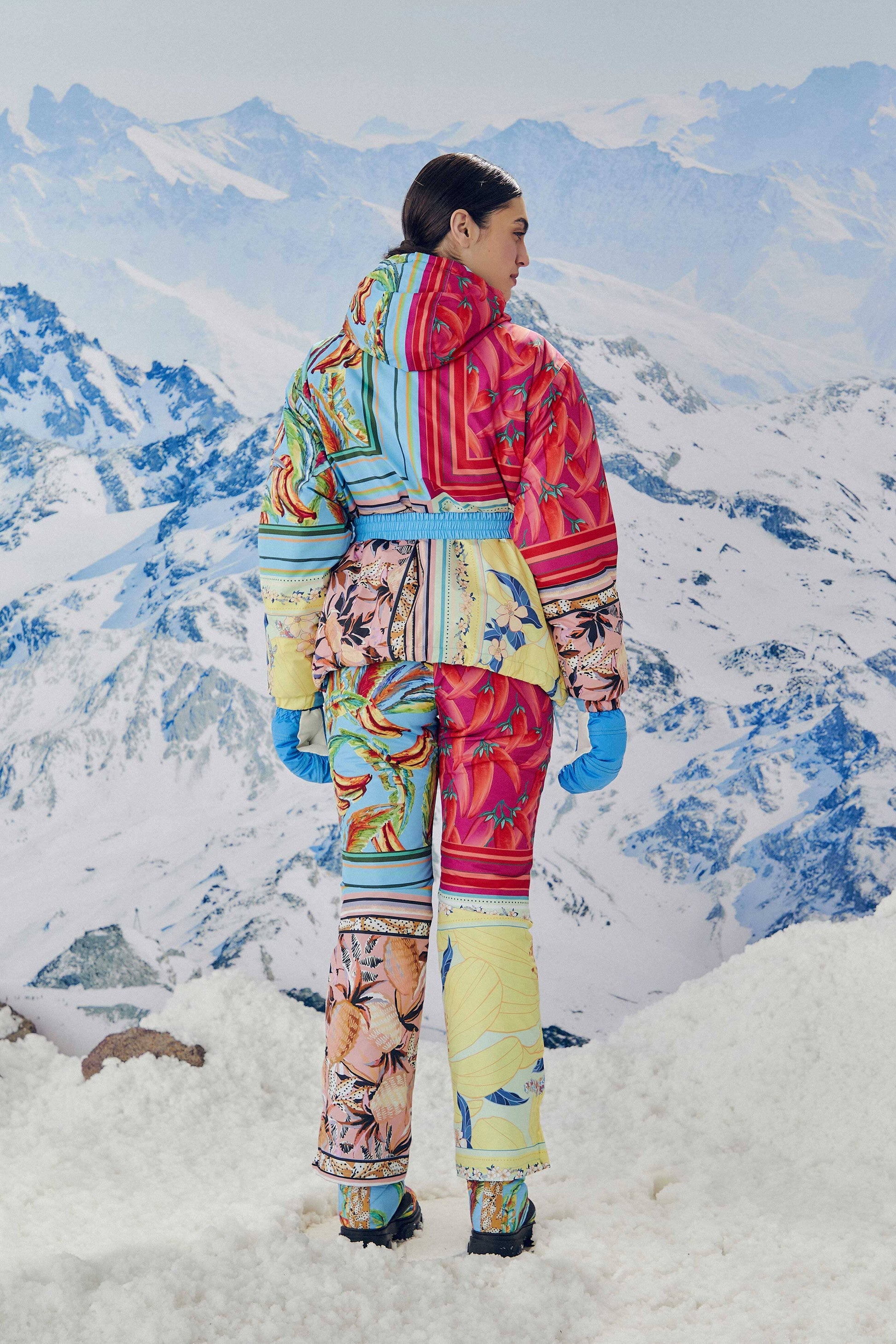 Farm Rio Mixed Scarves Ski Puffer Jacket