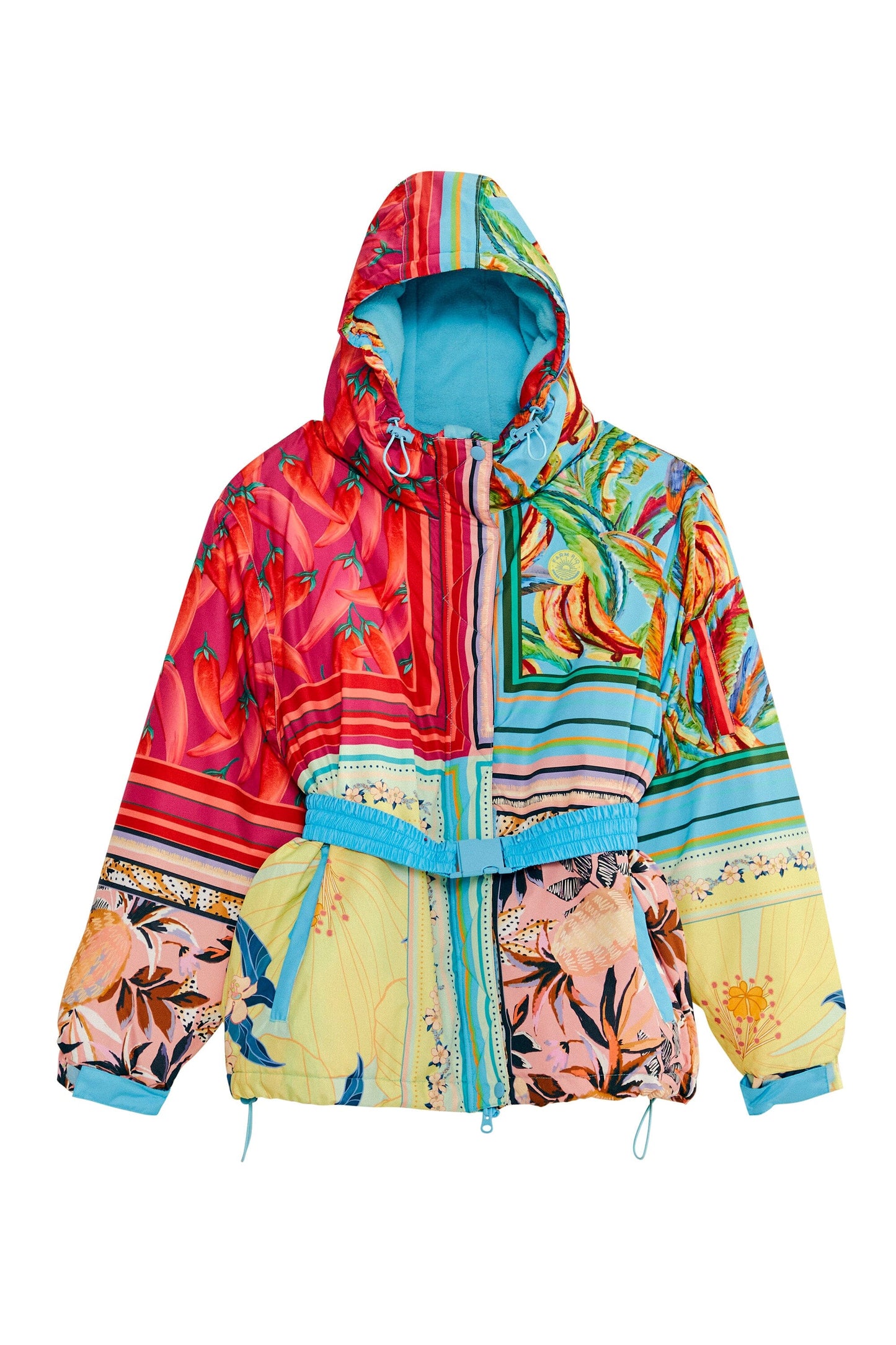 Farm Rio Mixed Scarves Ski Puffer Jacket