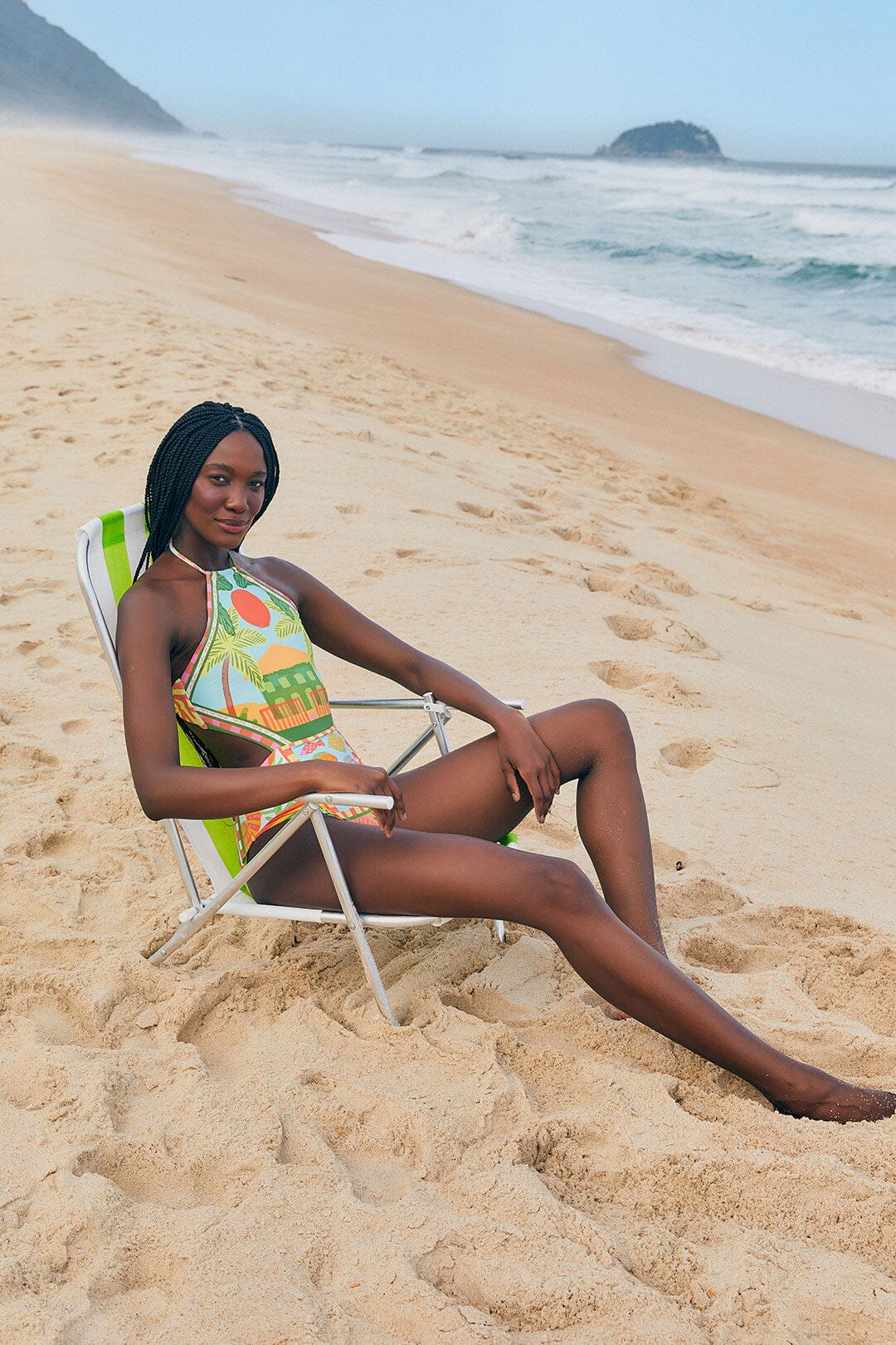 Farm Rio Beach Mixed Scarves One Piece Swimsuit