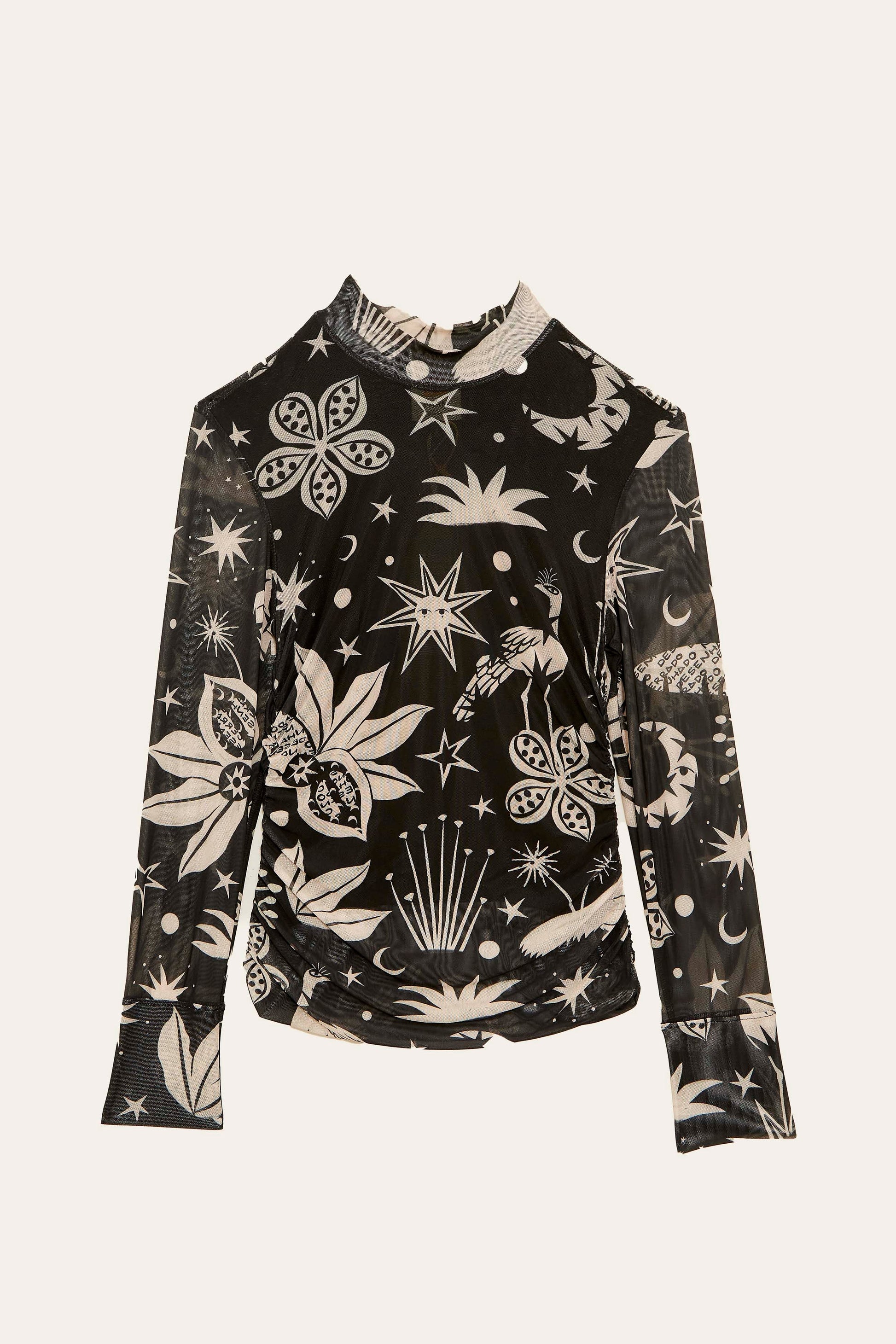  Black & White Cerrado Sky Tulle Blouse