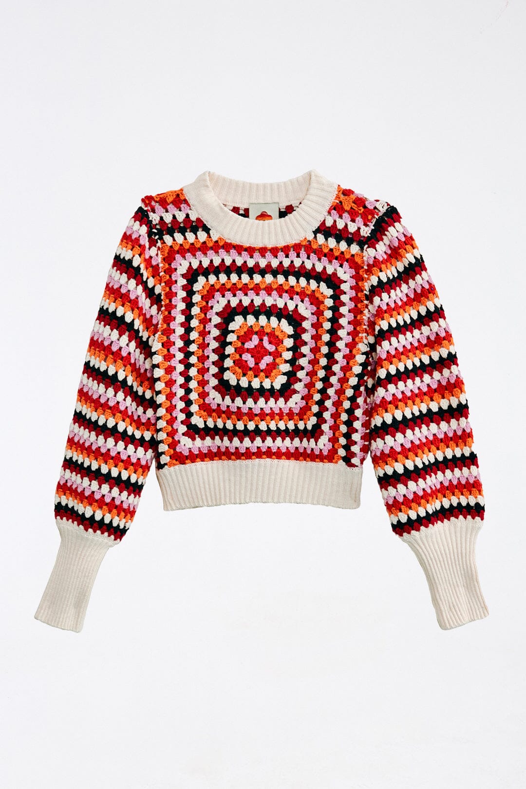 Farm Rio Multicolor Crochet Sweater
