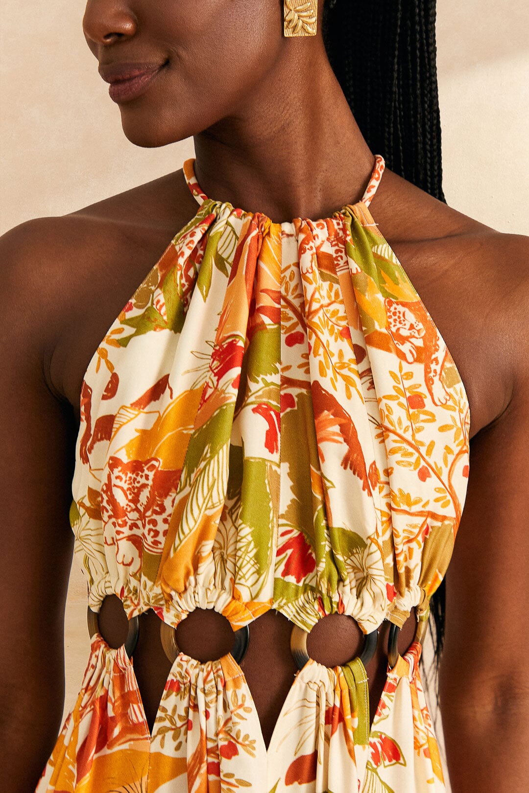 Farm Rio Sand Leopard Forest Maxi Dress