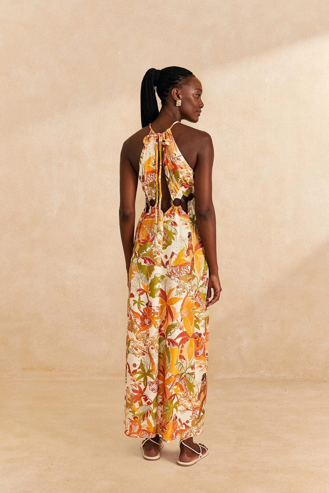 Farm Rio Sand Leopard Forest Maxi Dress