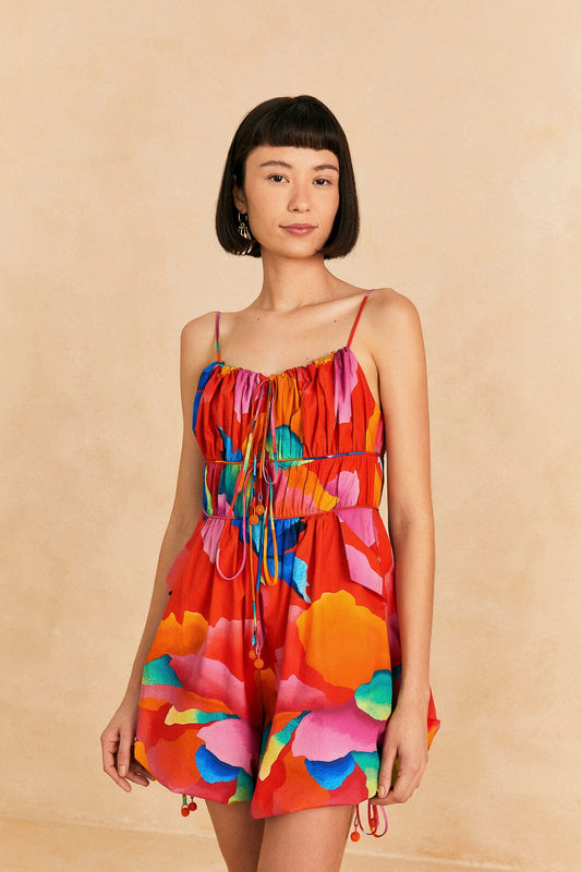 Farm Rio Red Ombre Chita Organic Cotton Romper