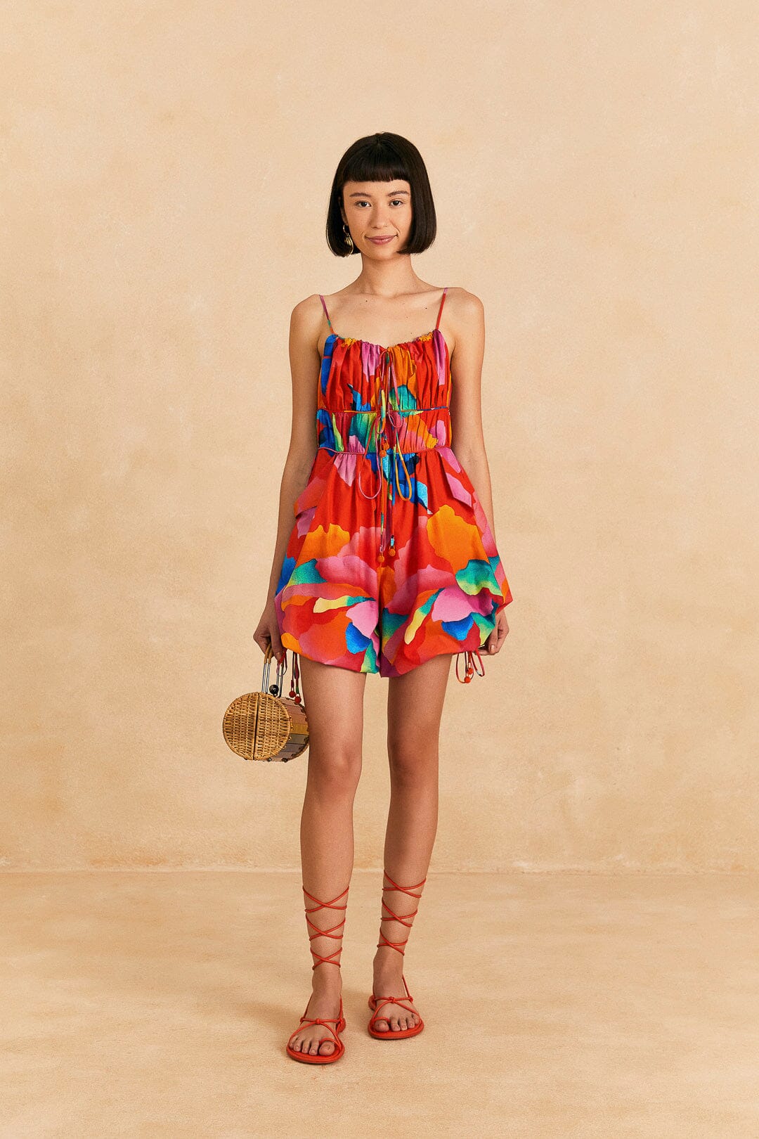 Farm Rio Red Ombre Chita Organic Cotton Romper